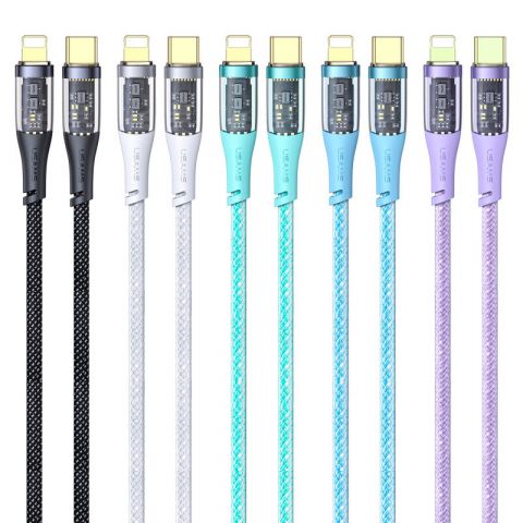 Прозрачный кабель Usams (US-SJ573) Type-C to Lightning iPhone PD 20W Transparent Data Cable