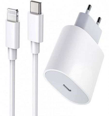 Зарядное устройство Apple iPhone 20W USB-C Power Adapter (MHJ83ZM/A) с кабелем Type-C на Lightning
