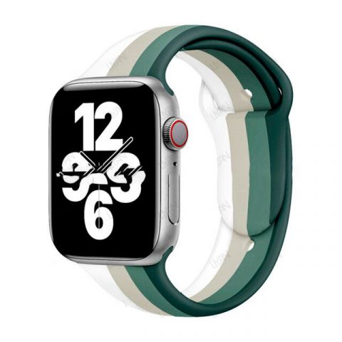 Радужный силиконовый ремешок для Apple Watch 38/40/41mm Rainbow-Green