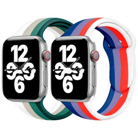 Радужный силиконовый ремешок для Apple Watch 42/44/45/49mm Rainbow
