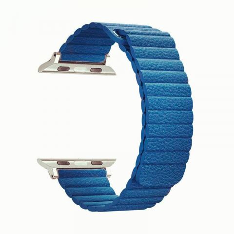 Ремешок для Apple Watch 42/44/45mm Magnetic Leather Loop-Blue
