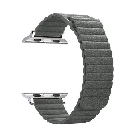 Ремешок для Apple Watch 42/44/45mm Magnetic Leather Loop-Gray