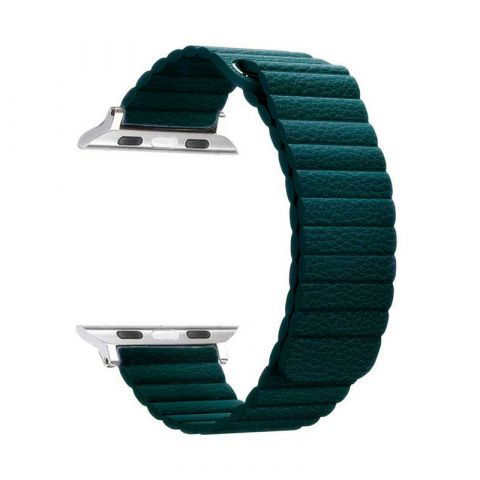 Ремешок для Apple Watch 42/44/45mm Magnetic Leather Loop-Green