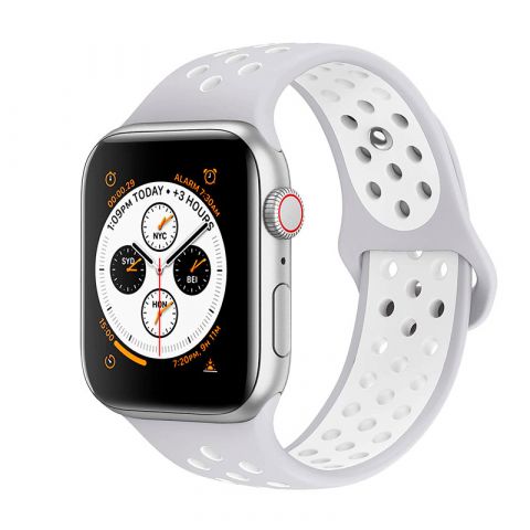 Ремешок для Apple Watch 38/40/41mm Nike Sport Band-Silver/White