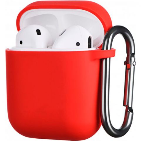 Чехол AirPods 1/2 Silicone Case Microfiber-Rose Red